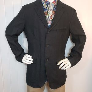 Mens Ralph Lauren Black Linen Blazer Jacket Sz L